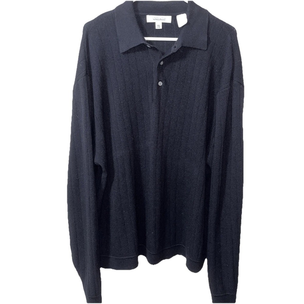Vtg Joseph & Feiss‎ International Mens Sweater XXL Black Wool Blend Hong Kong